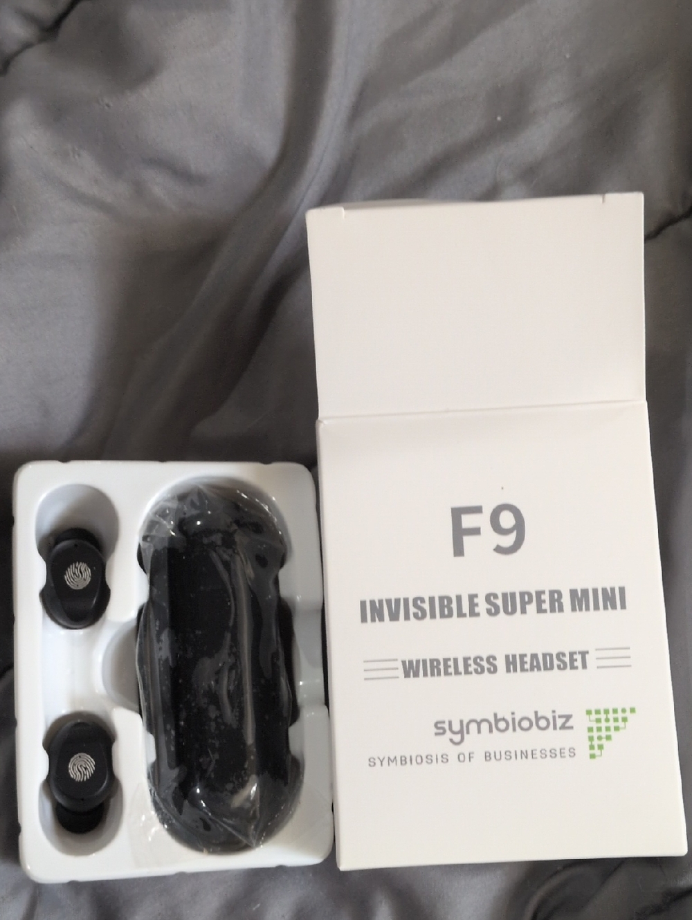 F9 Invisible Super Mini Wireless Headset - Black
